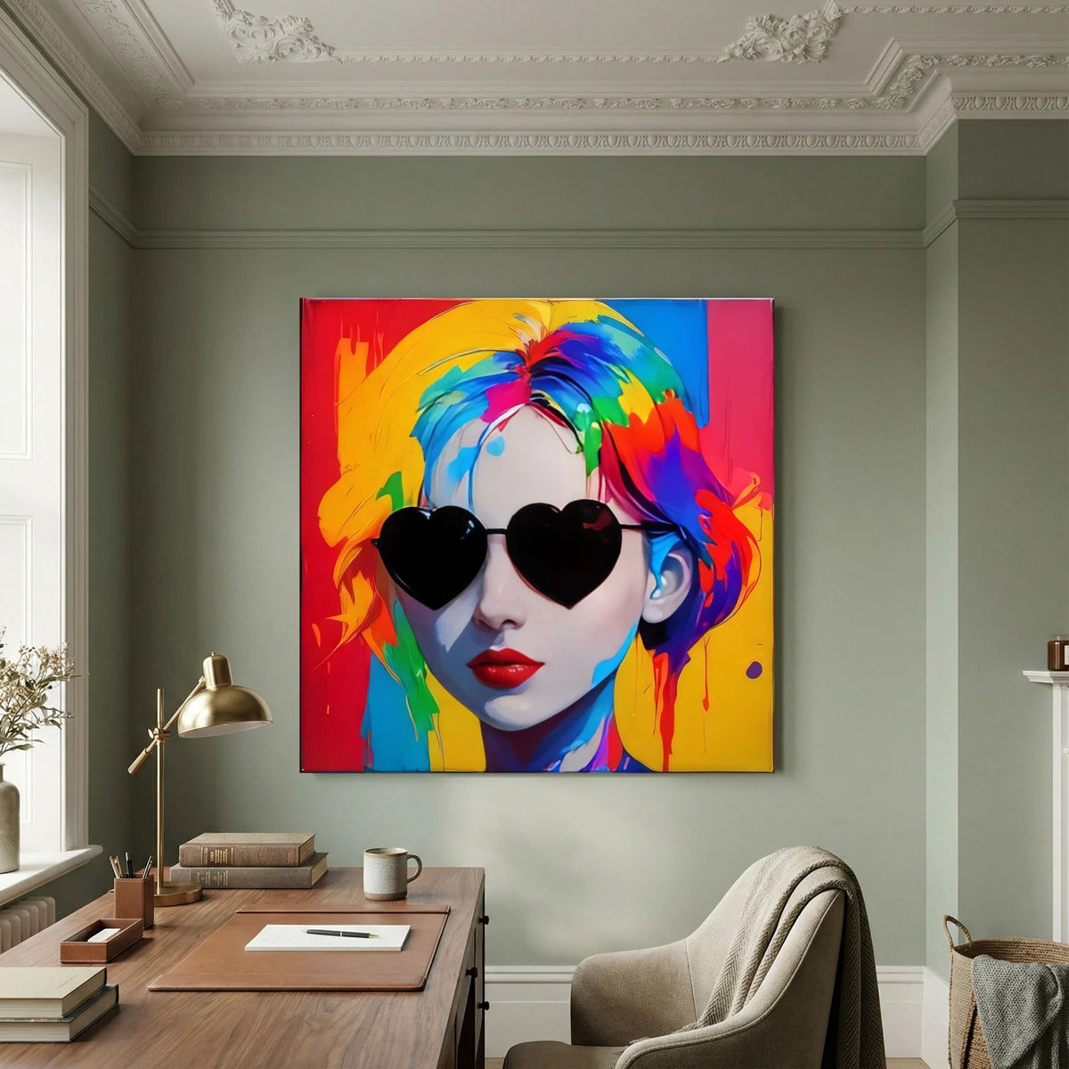 Neon Authority - Pop Art Fashion Portrait, Colorful Woman Art,canvas